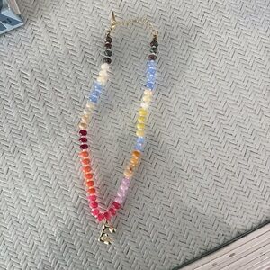 Multicolor Beaded Necklace with Gold Charm